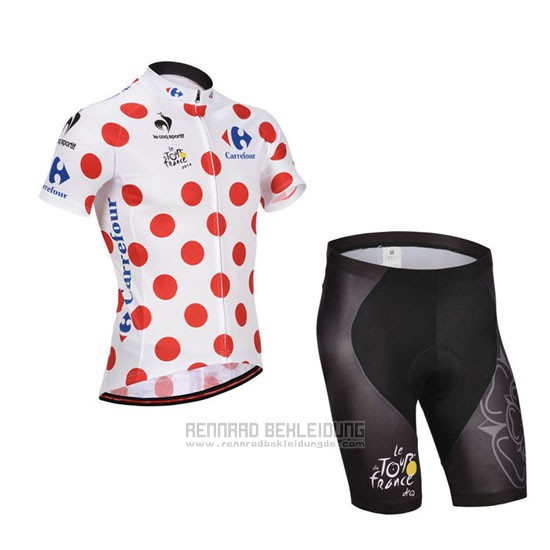 2014 Fahrradbekleidung Tour de France Wei und Rot Trikot Kurzarm und Tragerhose - zum Schließen ins Bild klicken